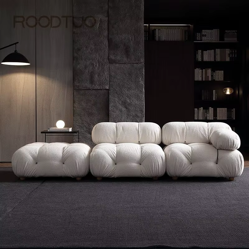 Canapé modulaire en tissu velours blanc Roodtuo moderne pour salon