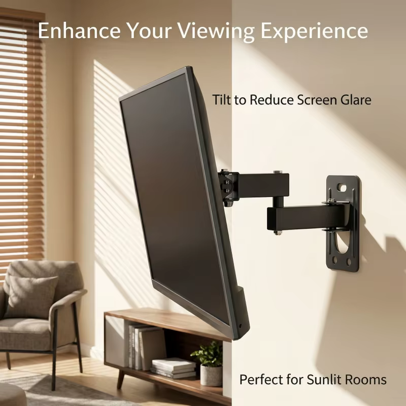 Support mural inclinable et pivotant pour téléviseur et moniteur avec bras articulé pour téléviseurs plats et incurvés de 10 à 32 pouces