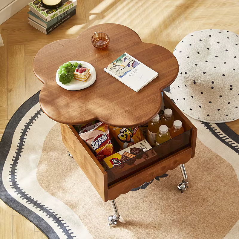 Table basse de luxe européenne sur roulettes