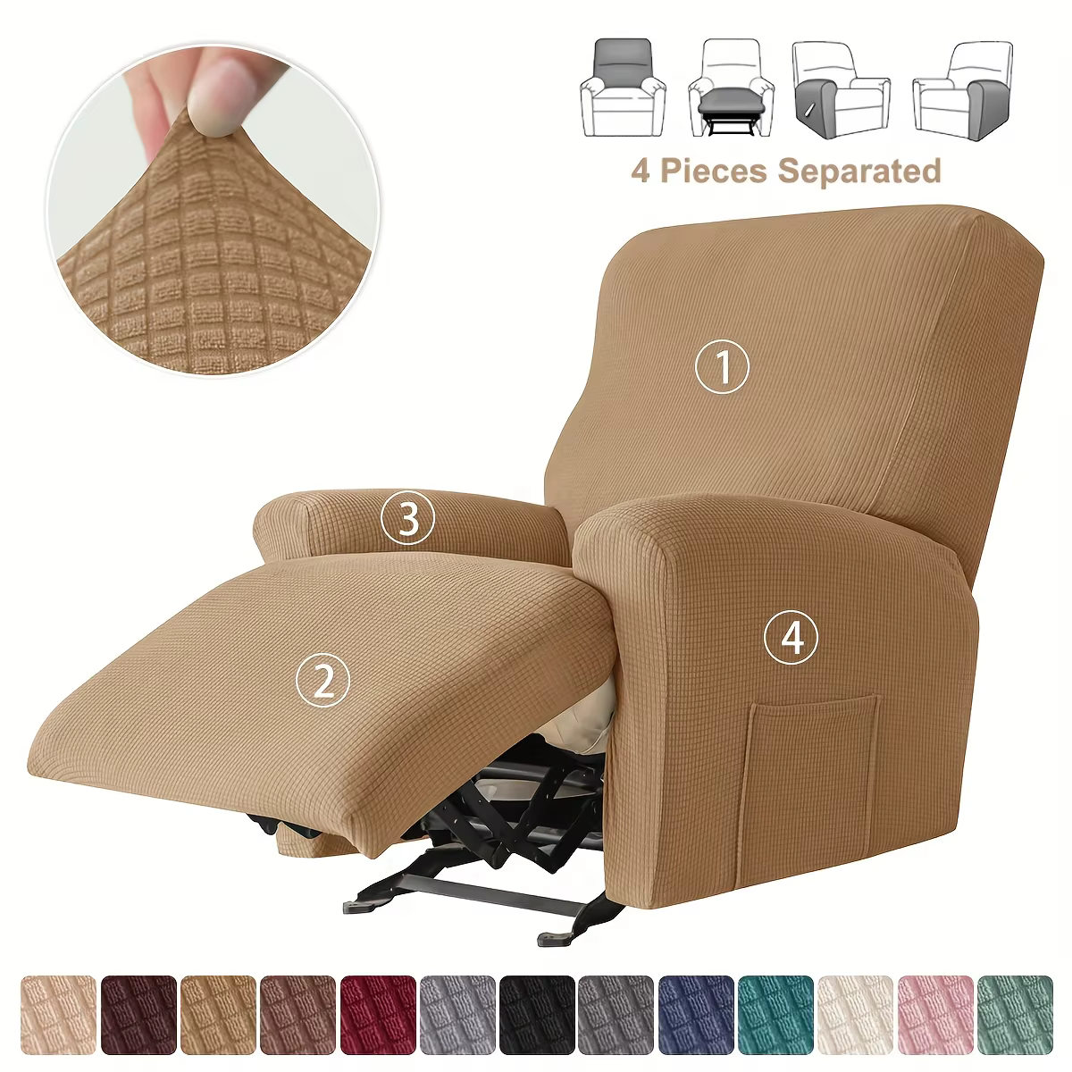 Housse de canapé inclinable chaise paresseuse couleur unie