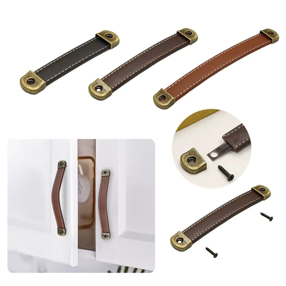 Poignées de meubles en cuir durables universelles avec vis