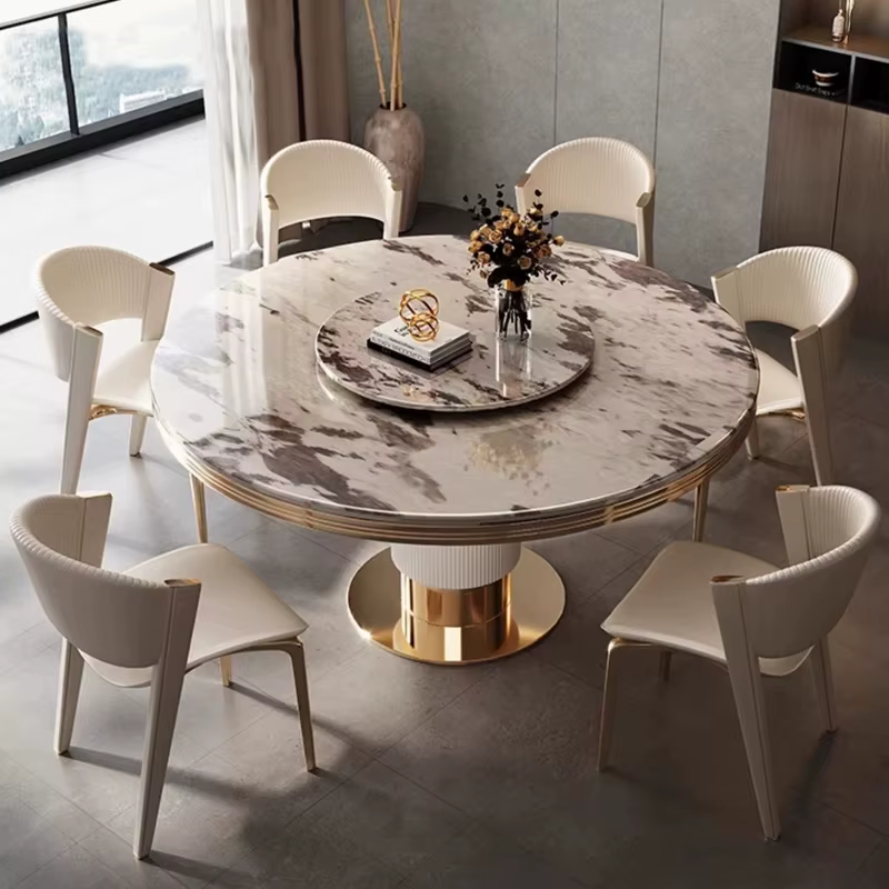 Table à manger ronde et chaise en marbre pour restaurant moderne