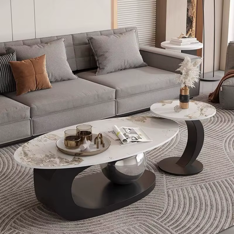 Table basse ovale en ardoise