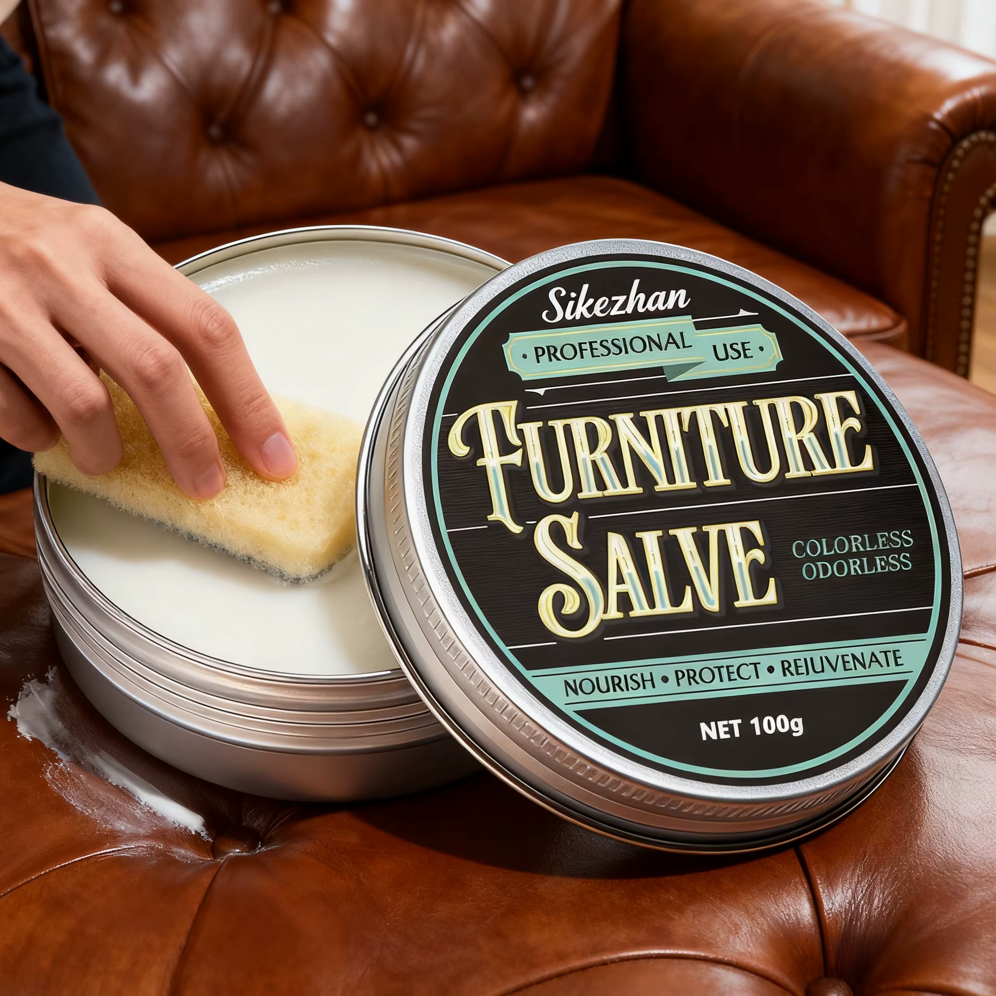 Crème revitalisante pour canapé en cuir naturel – Salve de meubles pour canapés