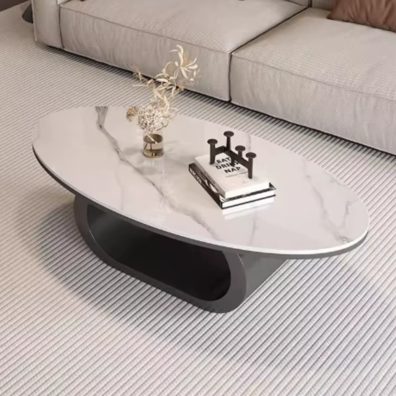Petites Tables basses ovales blanches minimalistes