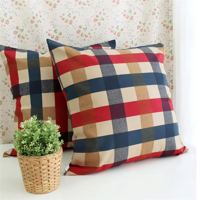 Housse de coussin classique à carreaux