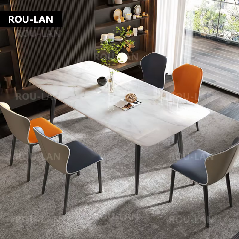 Table à manger en pierre de cristal de couleur de luxe légère