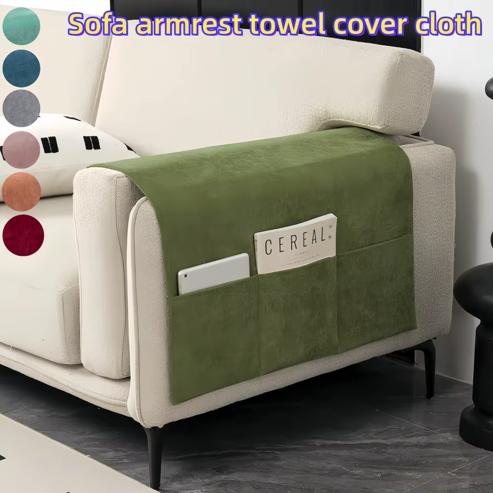 1 pièce Housse de protection latérale pour accoudoir de canapé en tissu chenille rouge