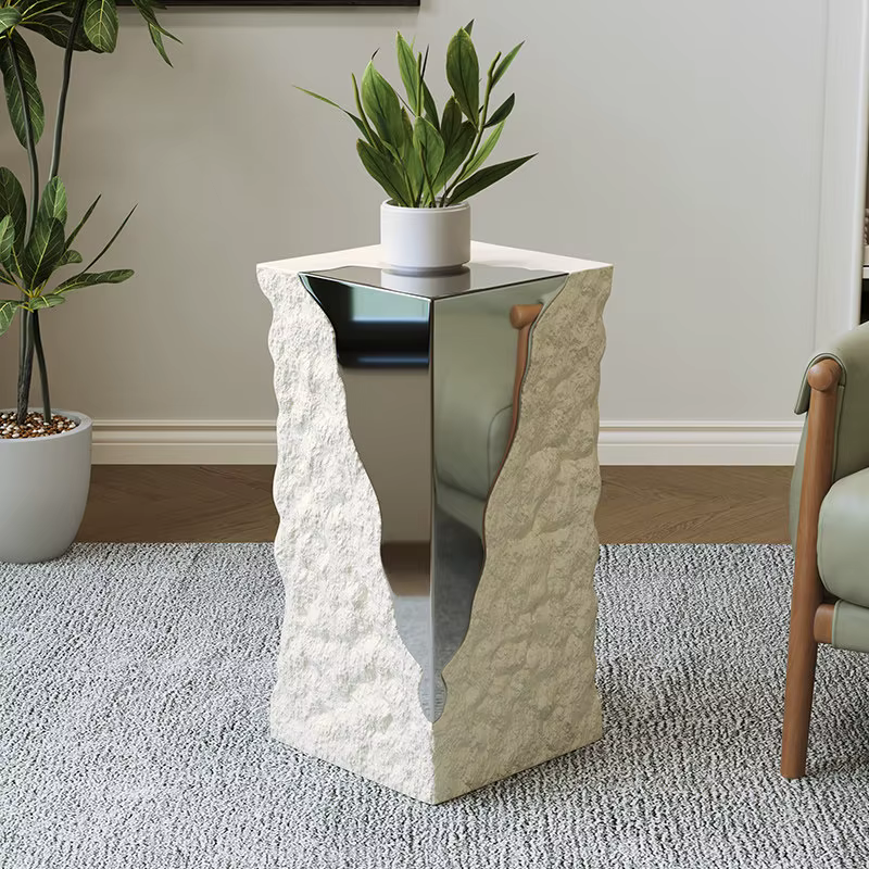 Table d'appoint pliante moderne en acier inoxydable