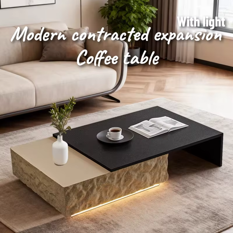 Table basse avec lampe à induction et rangement