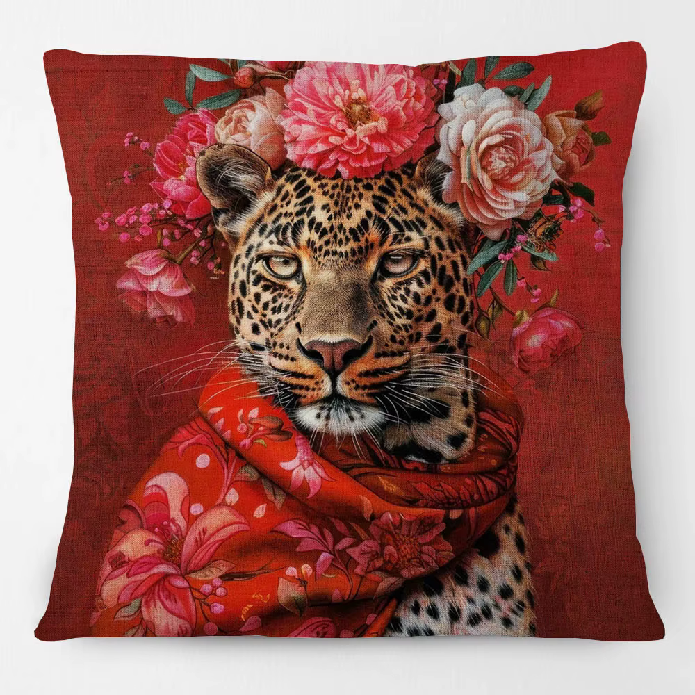 Housse de coussin avec peinture de portrait d'animaux européens