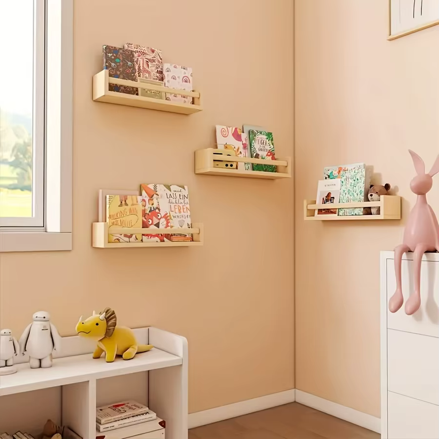 Étagères murales flottantes en bois naturel – Rangement mural de style rustique classique pour salle de bain