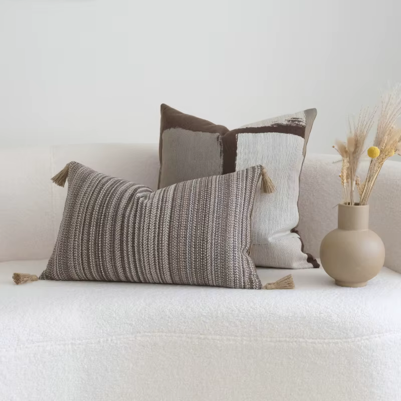 Housse de coussin à rayures à carreaux