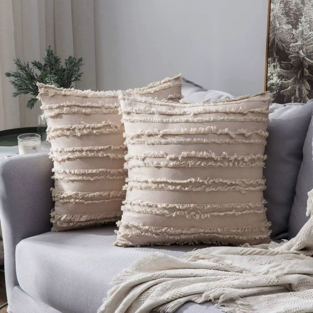 Housses de coussin beiges 30x50cm 45x45cm