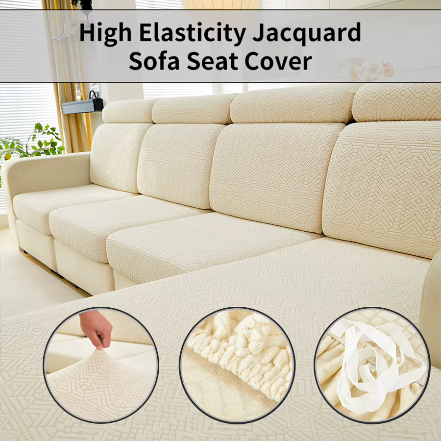 Housse de coussin de canapé jacquard – Motif géométrique
