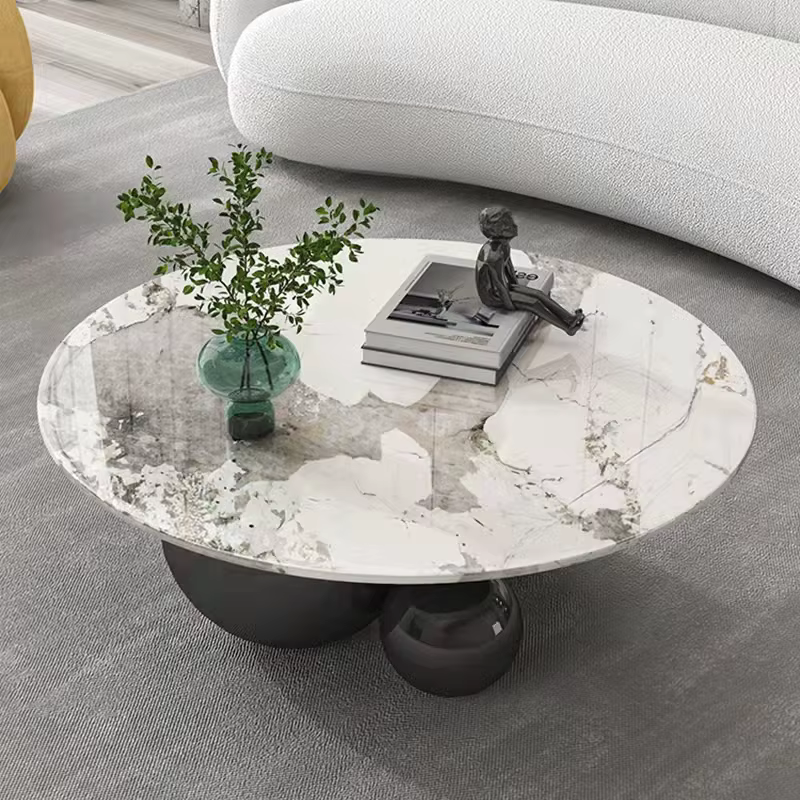 Table Basse Ronde en Acier Inoxydable
