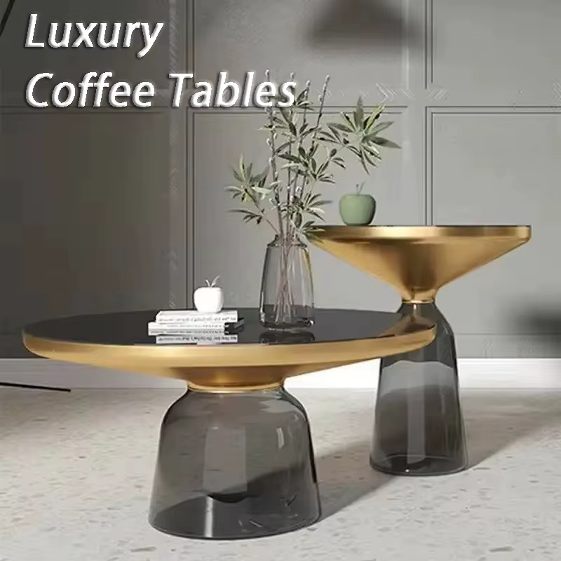 Table d'appoint ronde en verre transparent