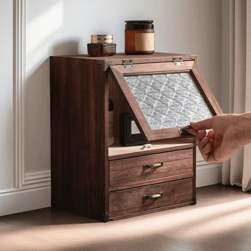 Armoire de rangement domestique multicouche en bois massif