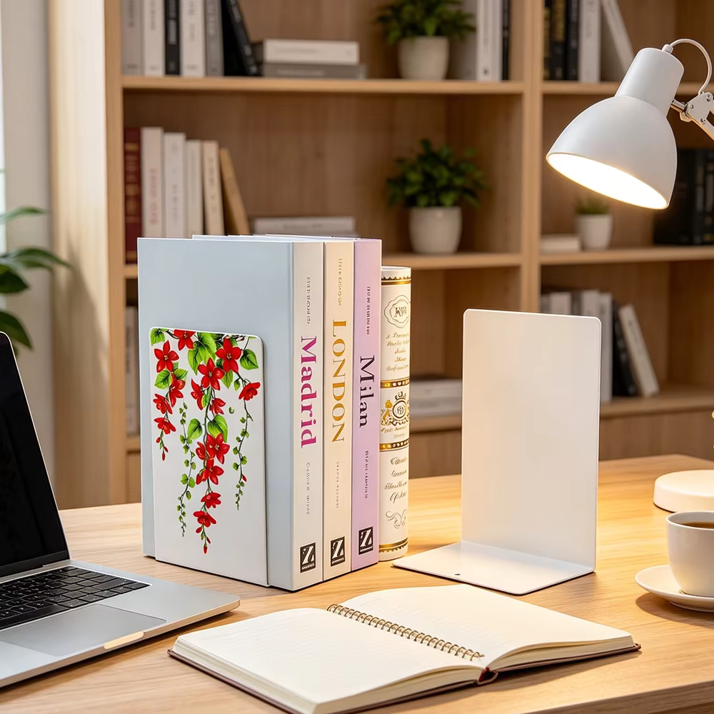 Porte-livres décoratifs en métal floral