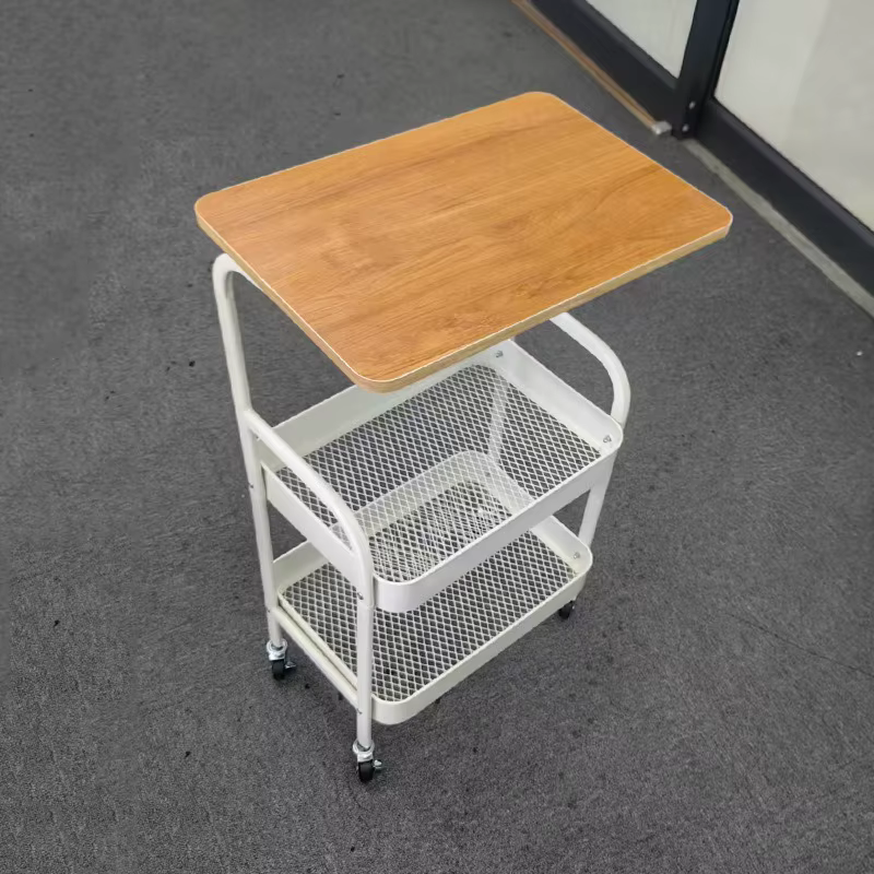 Chariot en bois table basse mobile salon canapé rangement