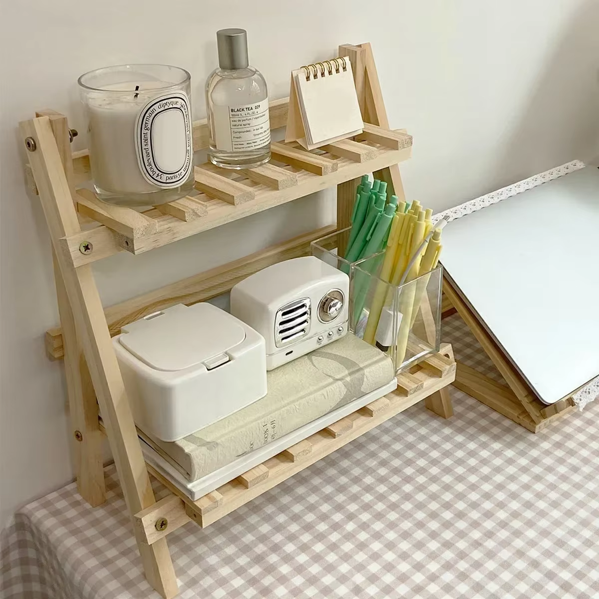 Support de rangement de bureau en bois