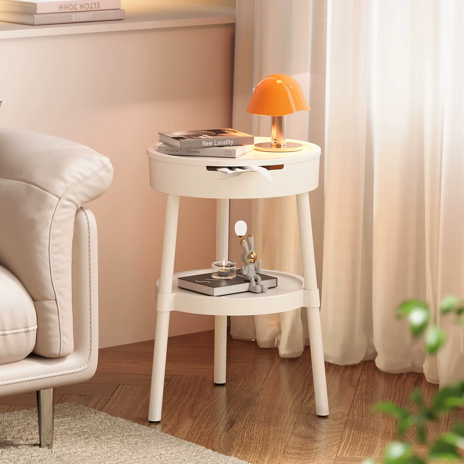 Tables basses rondes blanches