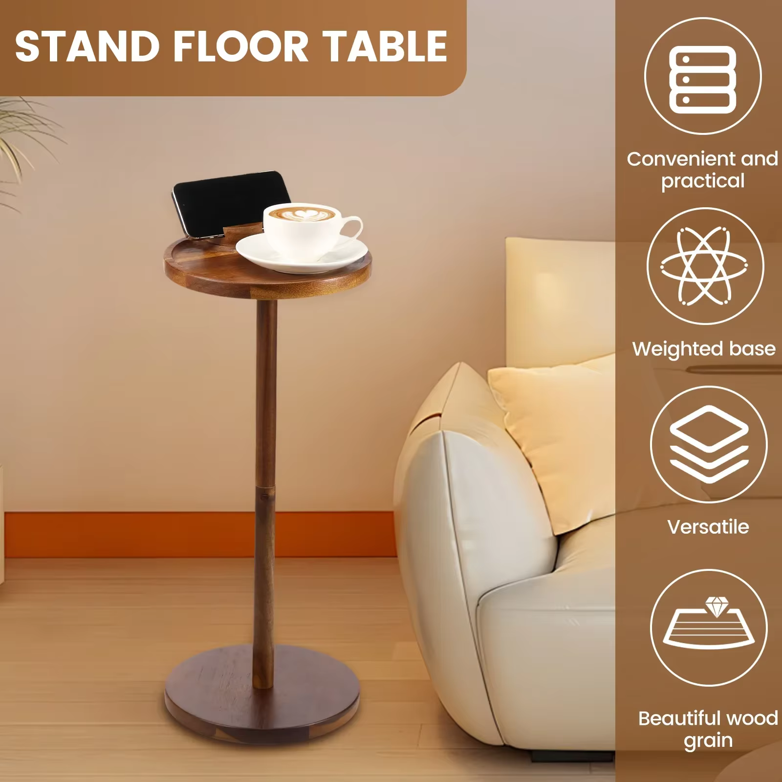 Mini table d'appoint en bois élégante
