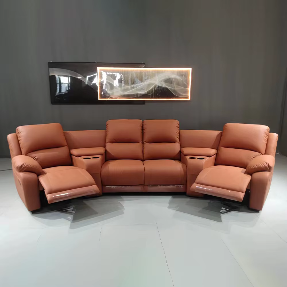 Linlamlim manuel/électrique inclinable Italinan canapé en cuir véritable rétractable théâtre fauteuil