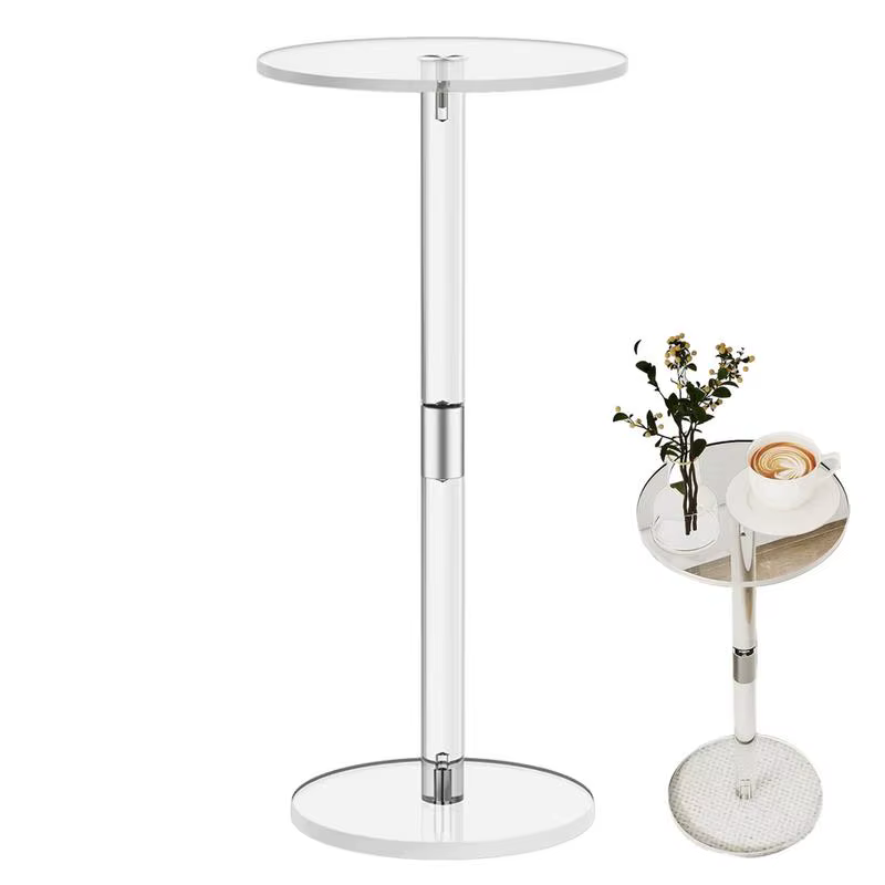 Acrylic Transparent Coffee Clear Drink Table Small Round End Modern Living Room bedside