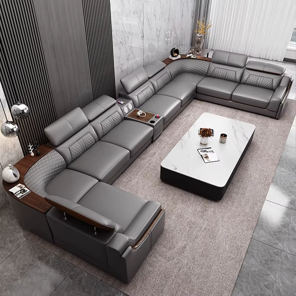 Ensemble de canapés sectionnels modernes en forme de U avec chaise longue