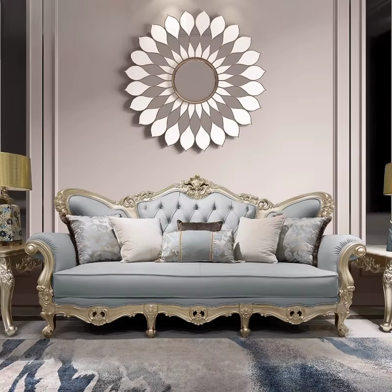 Canapé de salon de luxe européen en cuir véritable