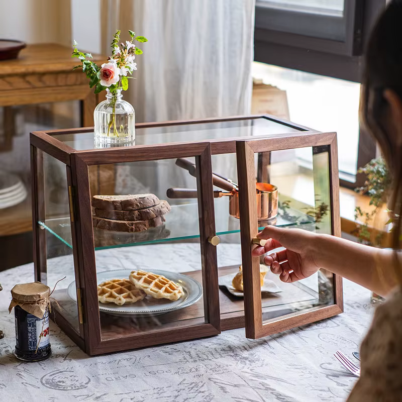 Armoire à thé en bois massif de noyer noir