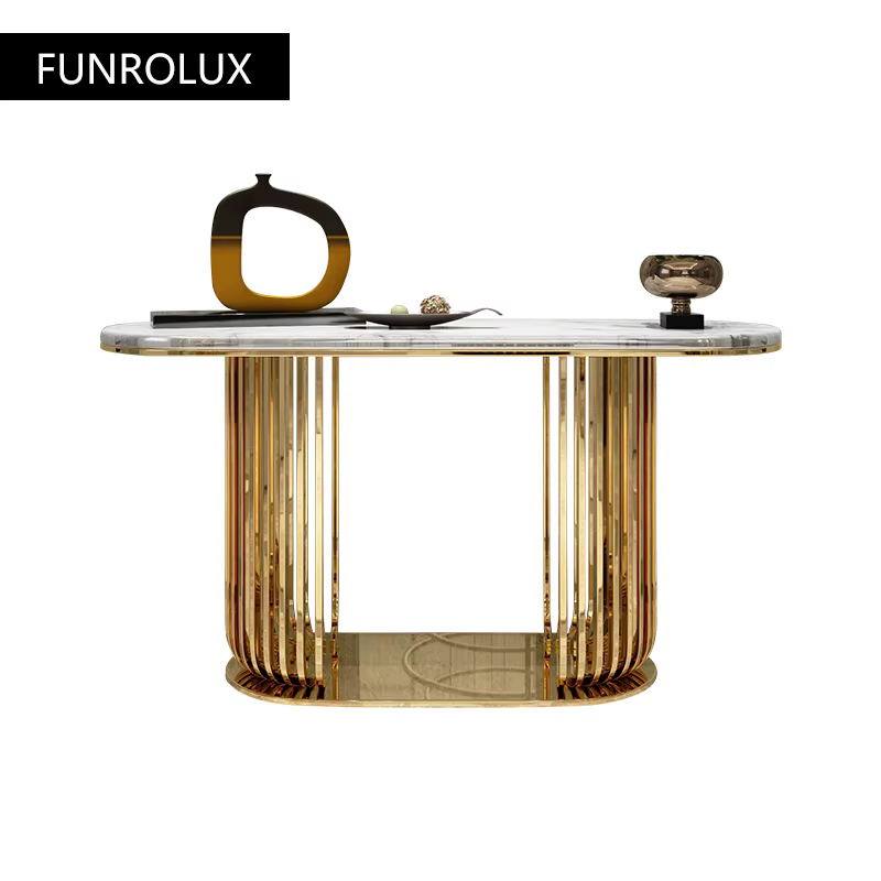 Tables consoles modernes en titane et acier inoxydable