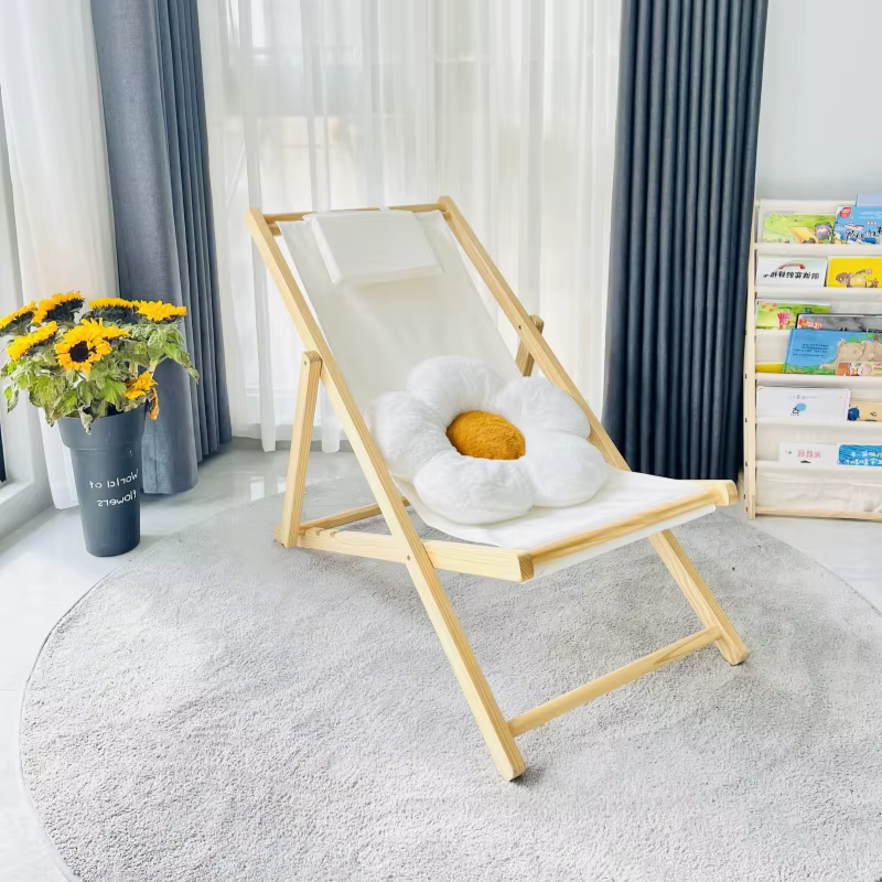 Adulte pliant Camping chaise Relax étudiant en bois inclinable taille
