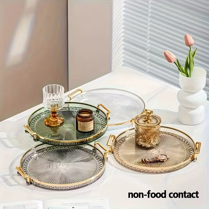 Plateau de rangement rond à Double oreille 1 pièce – Accent décoratif pour table basse
