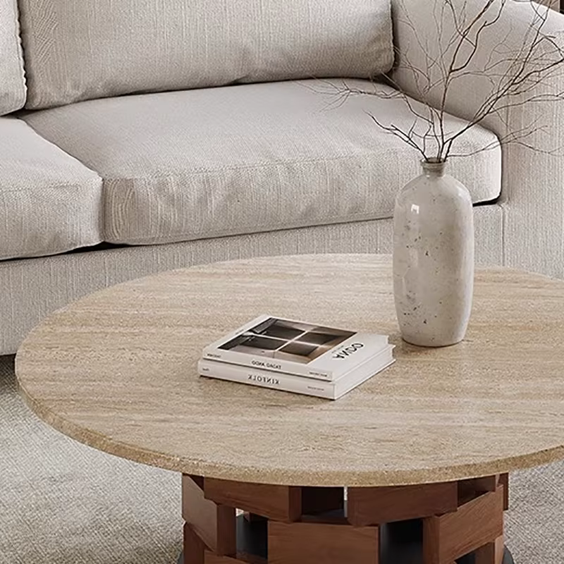 Wabi Sabi Table Basse Rustique Ronde Esthétique Salon Glamour