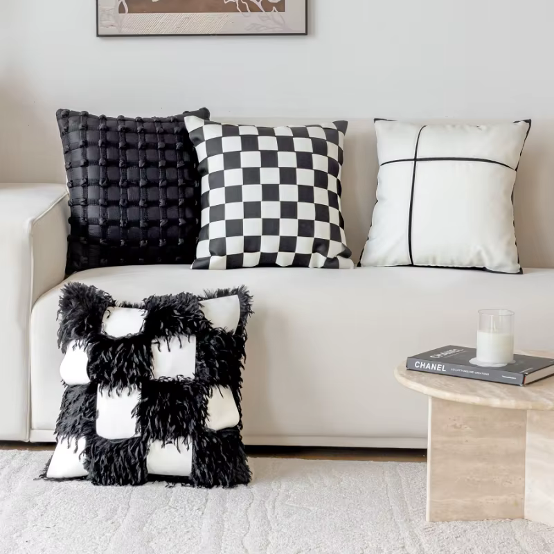 Housse de coussin à carreaux à bulles