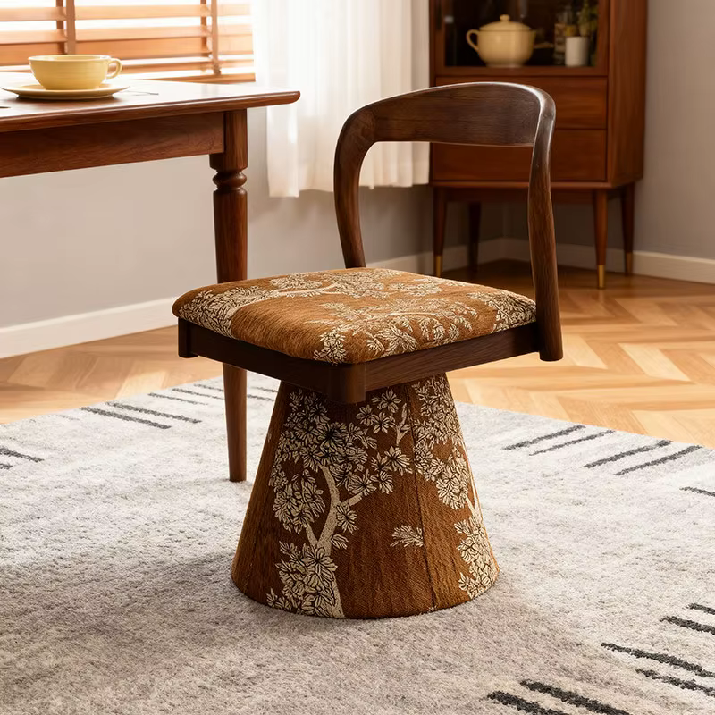 Fauteuil d'appoint moderne nordique à carreaux marron multifonctionnel pour chambre