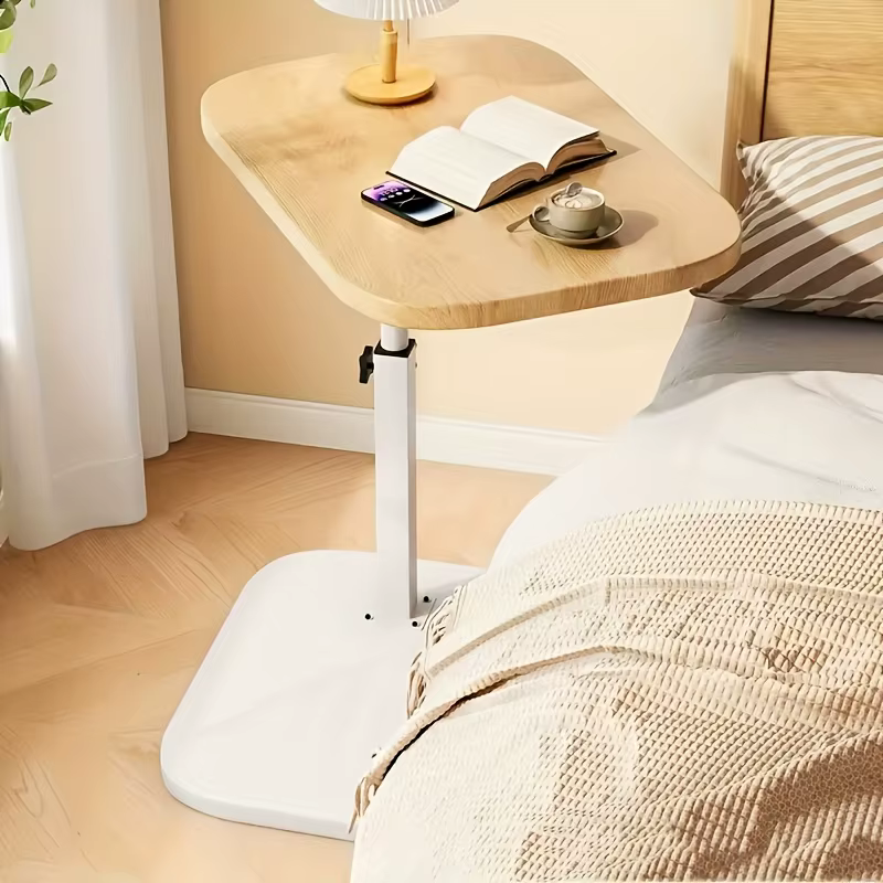 Table réglable en hauteur avec plateau en bois