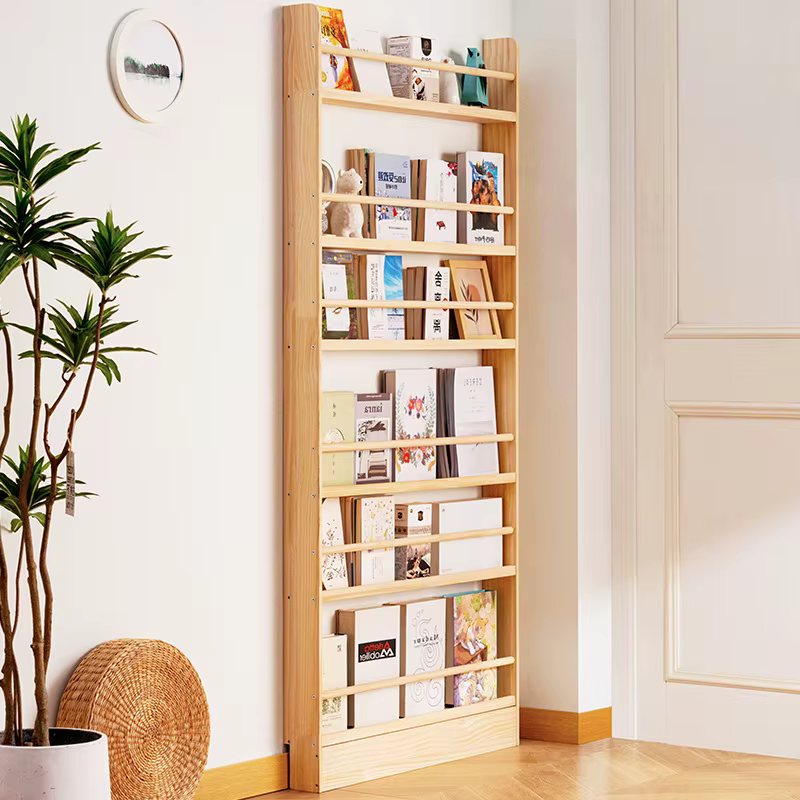 Étagère à livres ultra-fine en bois massif