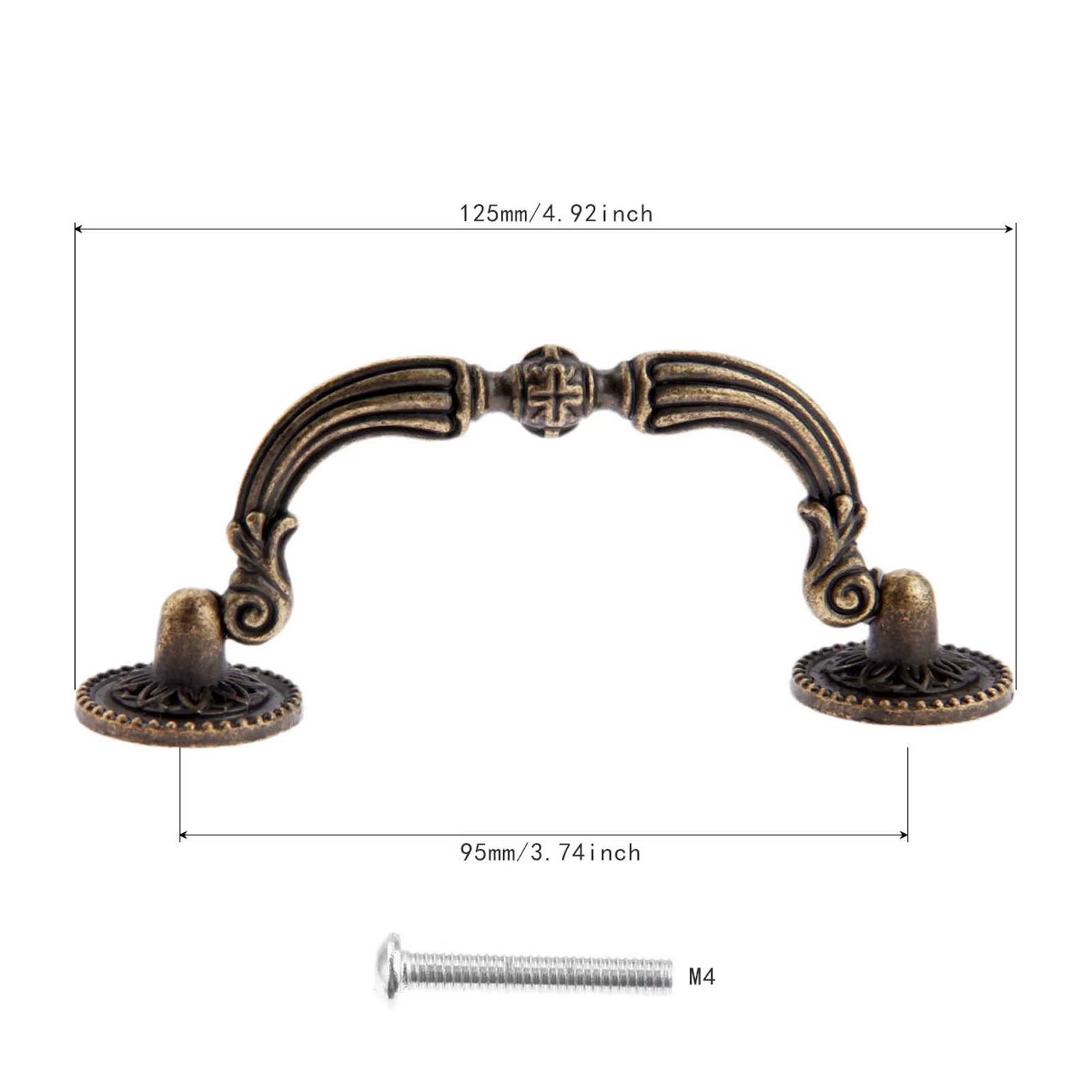 Poignée de meuble européenne en Bronze Antique