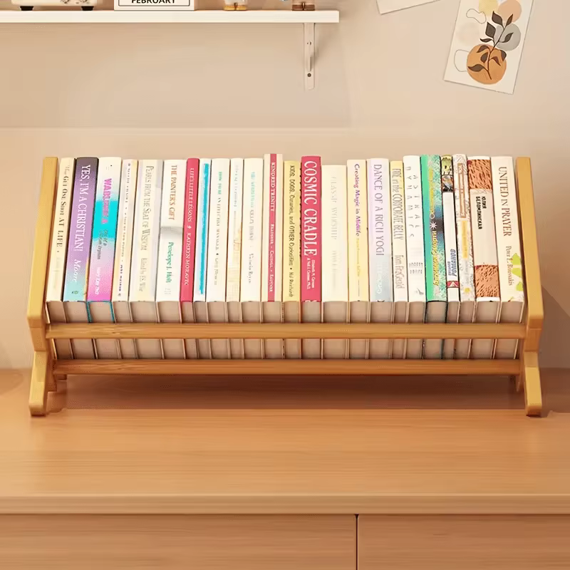 [Personnalisable] Étagère de bureau et support de rangement au fini naturel