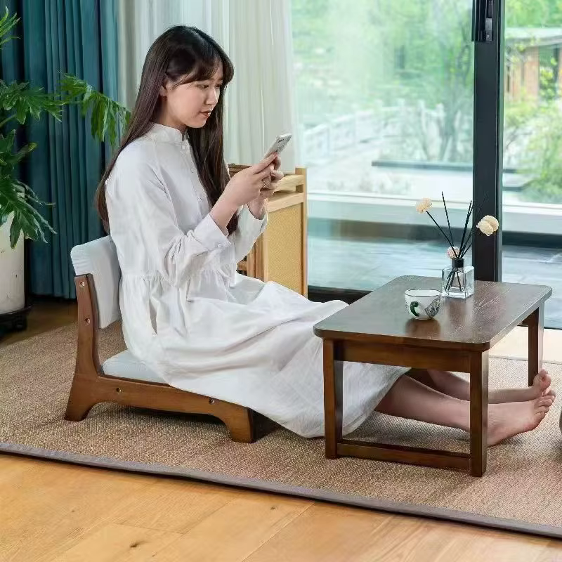 Chaise de baie vitrée fabriquée à la main en bois massif