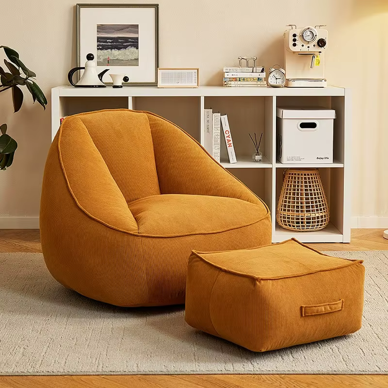 Pouf paresseux en velours côtelé