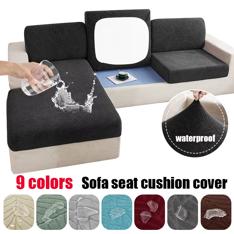 Housse de coussin de siège Jacquard résistant à l'eau imperméable élastique gris