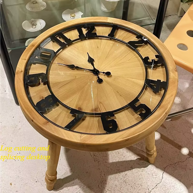 Table basse minimaliste en bois massif avec ornements