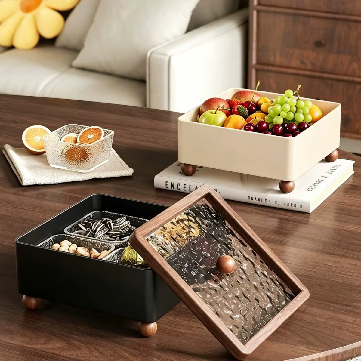 Table basse en noyer pour salon