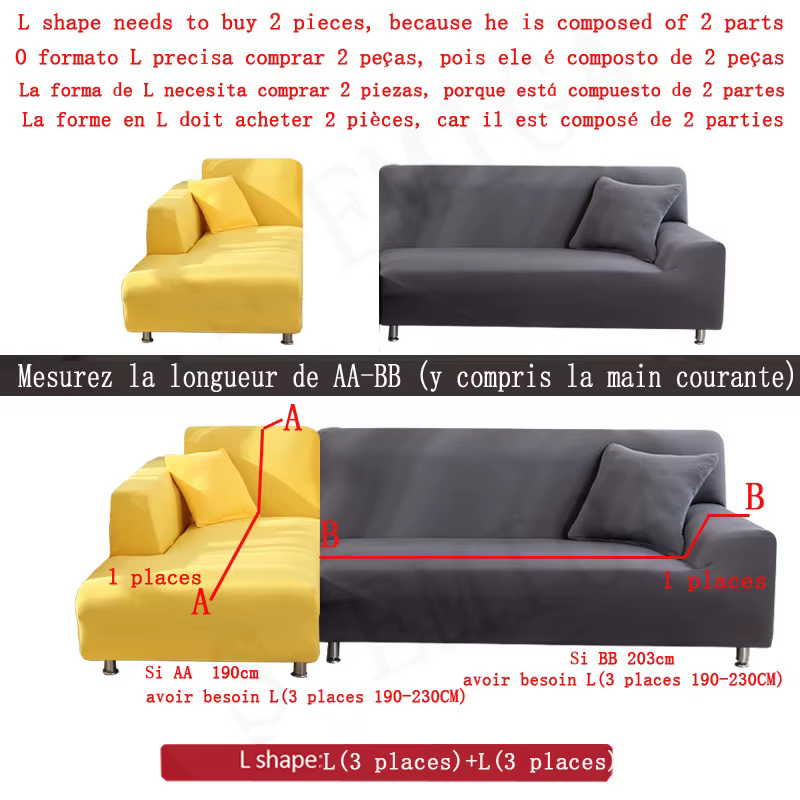 Juste de Protection Épaisse pour Canapé d'Angle