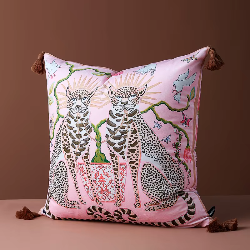 Juste de coussin rétro de luxe avec imprimé léopard