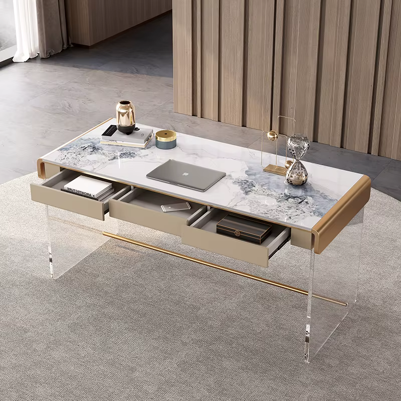 Bureau en pierre acrylique moderne et simple